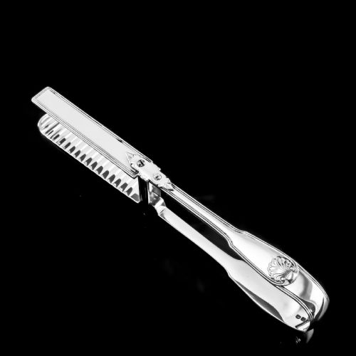 fig 1. Antique Solid Silver Georgian Asparagus Tongs, Leveson-Gower/Sutherland Crest - 1820