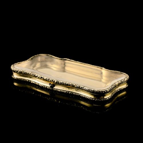 A Rare Georgian Solid Silver Gilt Snuff Box with Rock Crystal - Charles Rawlings & William Summers, 1833