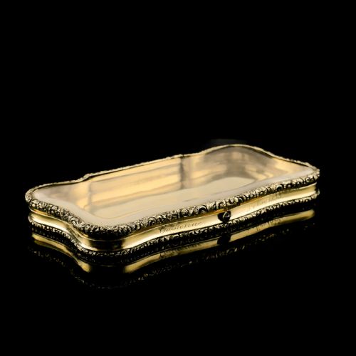 fig 1. A Rare Georgian Solid Silver Gilt Snuff Box with Rock Crystal - Charles Rawlings & William Summers, 1833