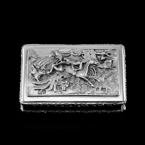 fig 2. Rare Antique Georgian Solid Silver Mazeppa Snuff Box - Edward Smith 1836