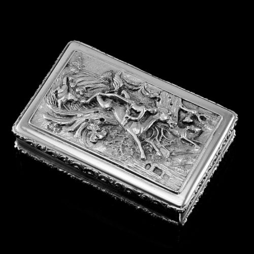 fig 3. Rare Antique Georgian Solid Silver Mazeppa Snuff Box - Edward Smith 1836