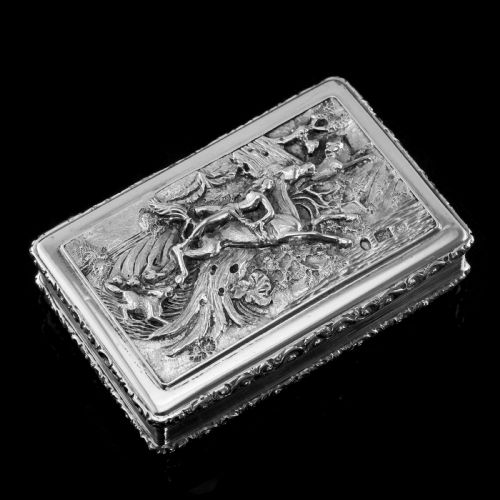 fig 5. Rare Antique Georgian Solid Silver Mazeppa Snuff Box - Edward Smith 1836