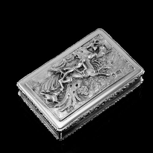 fig 6. Rare Antique Georgian Solid Silver Mazeppa Snuff Box - Edward Smith 1836