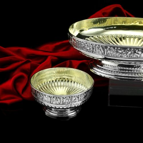 fig 3. Antique English Large Solid Silver Bowls, Set of 3 with Roman Frieze - Elkington & Co 1895