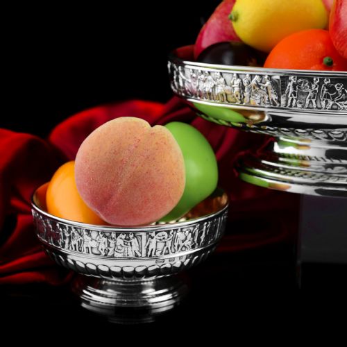 fig 7. Antique English Large Solid Silver Bowls, Set of 3 with Roman Frieze - Elkington & Co 1895