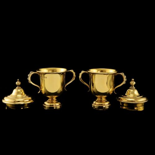 fig 4. Beautiful Solid Silver Gilt Miniature Cup & Lid Set - Garrard 1928