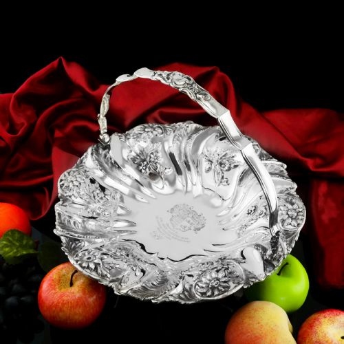 A Georgian Solid Silver Basket with Floral Motifs (1kg+) - Joseph & John Angell 1835