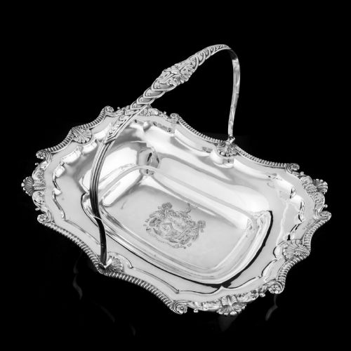 fig 6. Antique Solid Silver Georgian Basket with Magnificent Gadrooning - Samuel Hennell 1811
