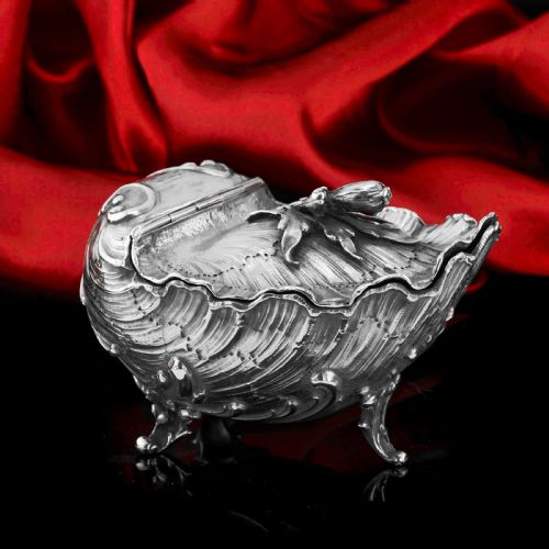 Antique Solid Silver Spoon Warmer / Sugar Bowl in Rococo Form Giant Clam - C.1890
