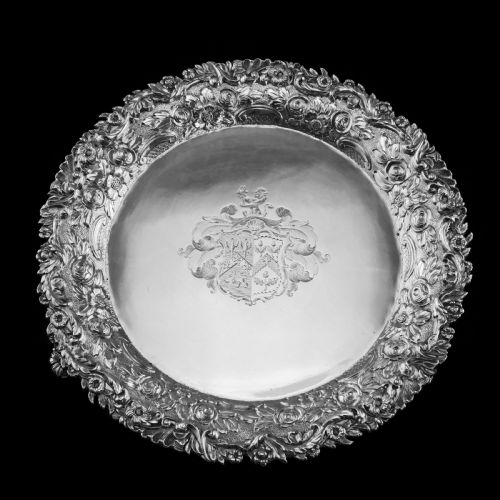 fig 2. A Stunning English Georgian Solid Silver Salver Tray with Rococo Decoration - William Eaton 1818