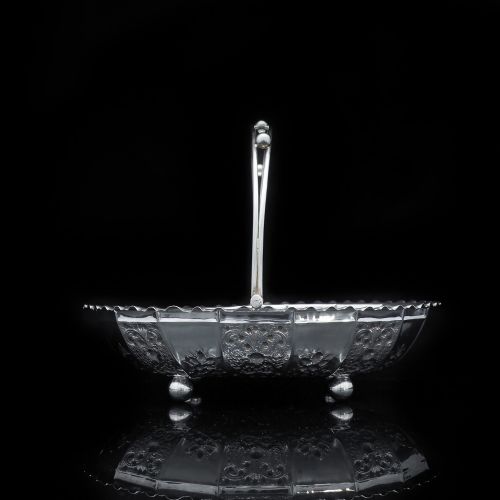 fig 6. A Victorian Solid Silver Basket with Floral Chasing - William Morton & Sons 1898