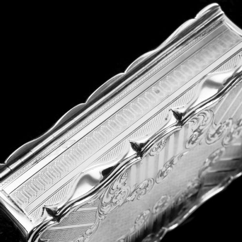 fig 4. Antique Solid Silver Large Table Snuff Box with Magnificent Engravings - Edward Smith 1850