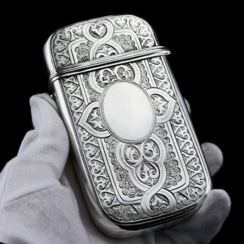 A Very Large Solid Silver Victorian Cigar/cheroot Case - George Unite 1871