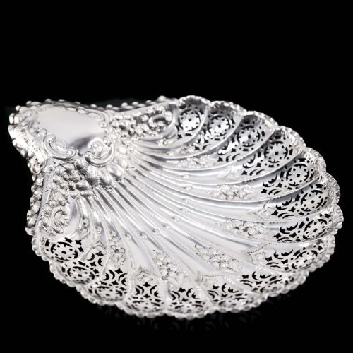 Antique Victorian Large Solid Silver Scallop-shaped Dish/bowl - Henry Atkin 1899