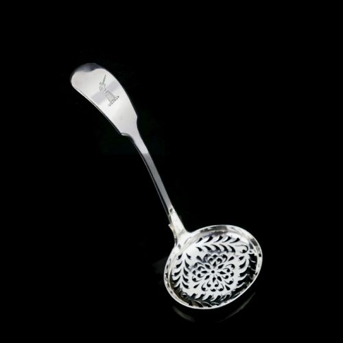 fig 2. Antique Victorian Solid Sterling Silver Sugar Sifter Spoon - A B Savory & Sons (William Smily) 1856