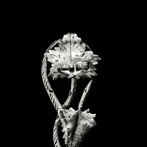 fig 2. Antique Victorian Solid Sterling Silver Sugar Sifter Spoon with Grape Vine Design - Taylor & Perry 1853