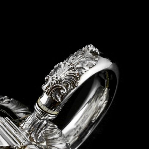 fig 7. Antique Solid Silver Georgian Tea Set, 'Melon Shaped' with Floral Chasing - Robert Hennell 1826