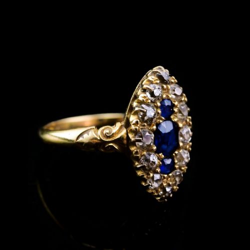fig 5. A Marvellous Victorian 18K Gold Sapphire & Diamond Navette Ring