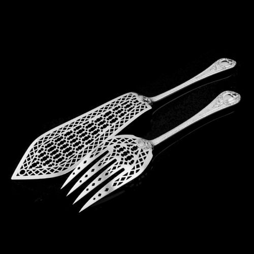 fig 6. A Rare Victorian Solid Silver Hand-Pierced Fish Server Set - Martin Hall & Co. 1863