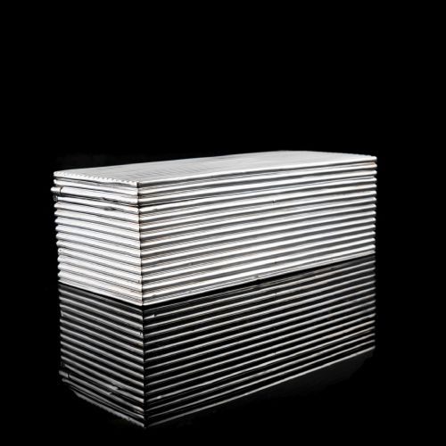 fig 3. A Very Rare Victorian Solid Silver Large Box with Reeded Lines - L. Spiers 1891