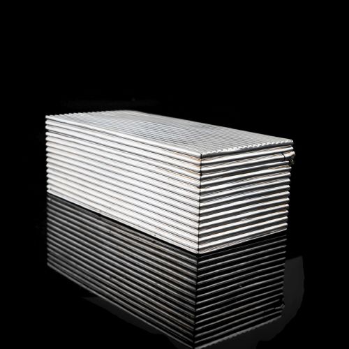 fig 4. A Very Rare Victorian Solid Silver Large Box with Reeded Lines - L. Spiers 1891