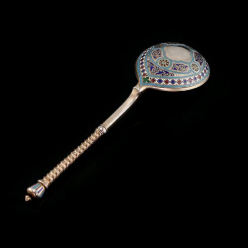 fig 2. A Large Imperial Russian Solid Silver Enamel Champleve Spoon - Ivan Khlebnikov
