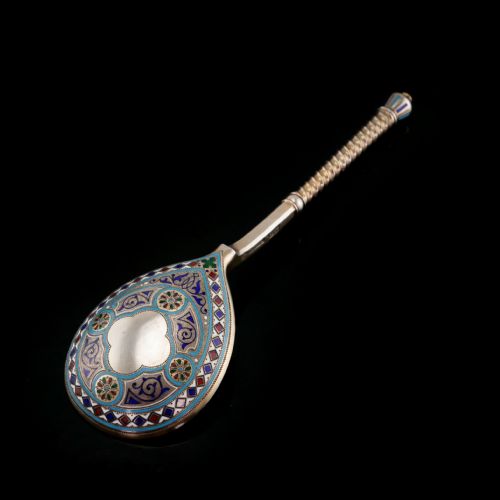 fig 4. A Large Imperial Russian Solid Silver Enamel Champleve Spoon - Ivan Khlebnikov