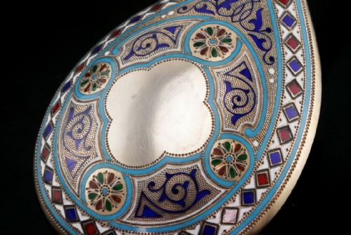 fig 5. A Large Imperial Russian Solid Silver Enamel Champleve Spoon - Ivan Khlebnikov