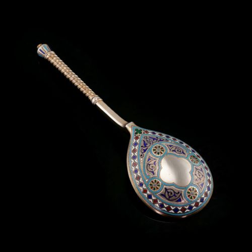 fig 6. A Large Imperial Russian Solid Silver Enamel Champleve Spoon - Ivan Khlebnikov