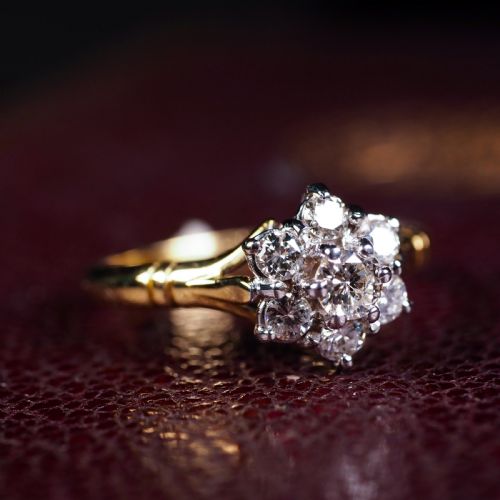 fig 2. A Brilliant 18K Gold & Diamond Cluster/Flower Ring