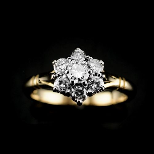 fig 3. A Brilliant 18K Gold & Diamond Cluster/Flower Ring