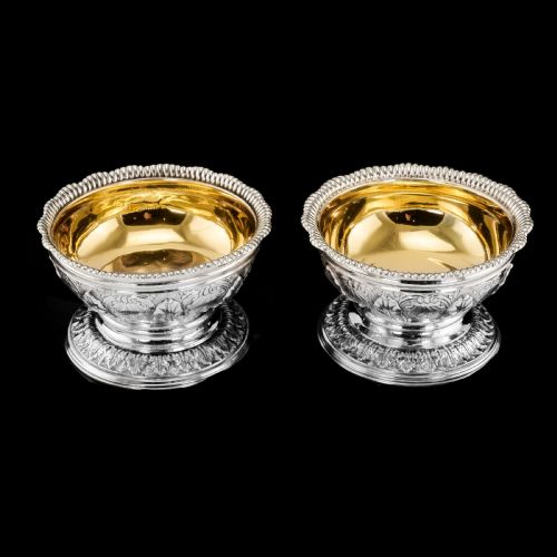 fig 1. Magnificent Antique Solid Silver Georgian Pedestal Salts - Robert Hennell 1826
