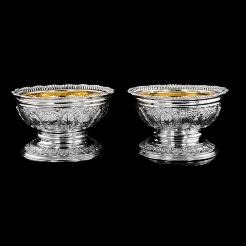 fig 2. Magnificent Antique Solid Silver Georgian Pedestal Salts - Robert Hennell 1826
