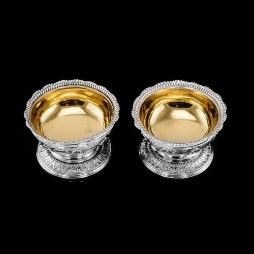 fig 3. Magnificent Antique Solid Silver Georgian Pedestal Salts - Robert Hennell 1826