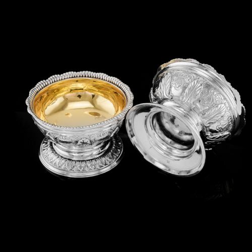 fig 5. Magnificent Antique Solid Silver Georgian Pedestal Salts - Robert Hennell 1826