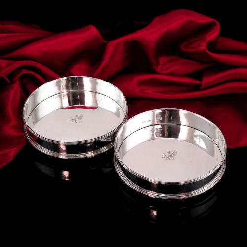 A Rare Pair of Antique Georgian Solid Silver Based Wine Coasters/bottle Holders - William Allen 1798