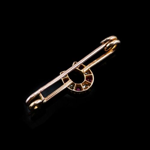 fig 4. Stunning Antique 9K Gold Ruby & Diamond Horseshoe Brooch