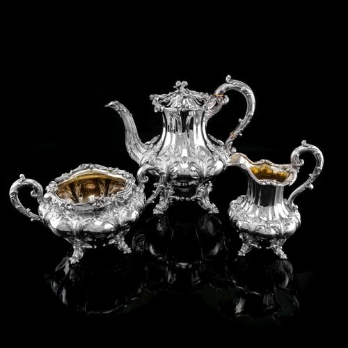 Spectacular Antique Georgian Solid Silver Tea/coffee Set with Chased Acanthus - Barnard 1833/4