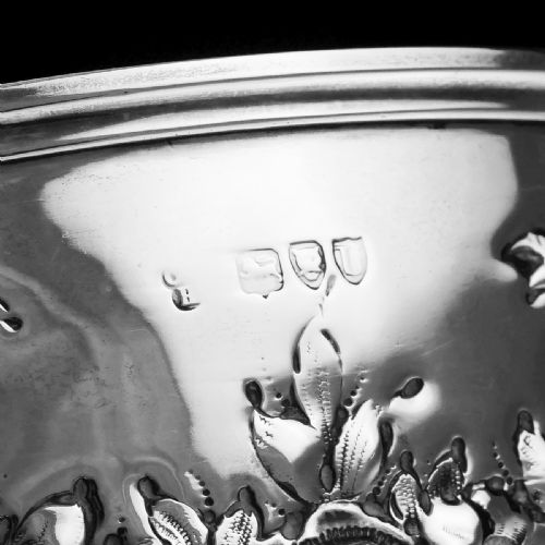 fig 5. Antique Solid Silver Bowl with Victorian Decorations - Charles Stuart Harris 1895
