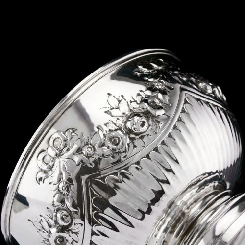 fig 6. Antique Solid Silver Bowl with Victorian Decorations - Charles Stuart Harris 1895
