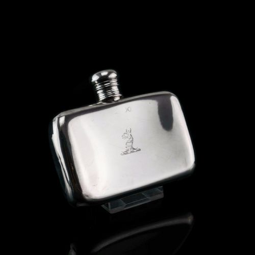 fig 2. Antique Victorian Solid Silver Curved Hip Flask - London 1864