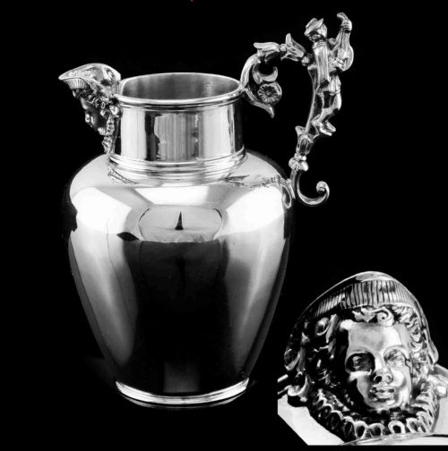 Antique Victorian Solid Silver Milk Pitcher/jug Unusual Figural Design - Hamilton, Crichton & Co 1874