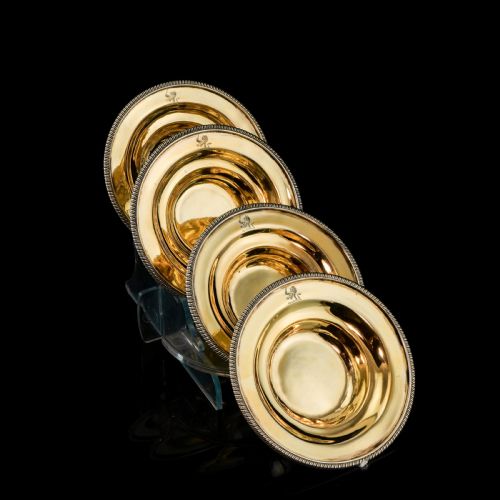 Antique Georgian Solid Silver Gilt Salt/pin Dishes - Thomas Robbins 1806