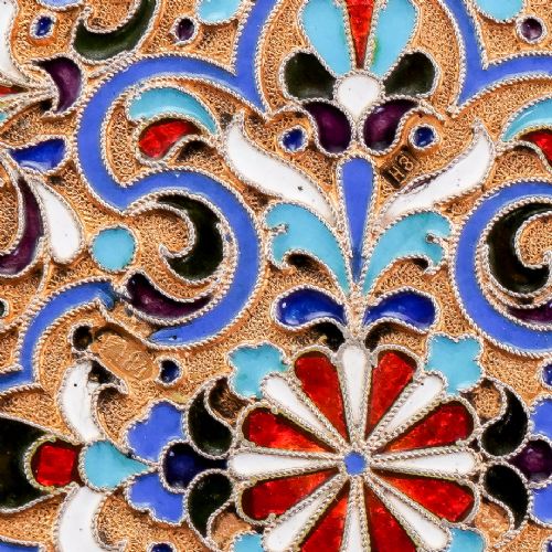fig 1. Antique Imperial Russian Solid Silver Cloisonne Enamel Purse/Case - Zverev Nikolay Nikolayevich c.1900