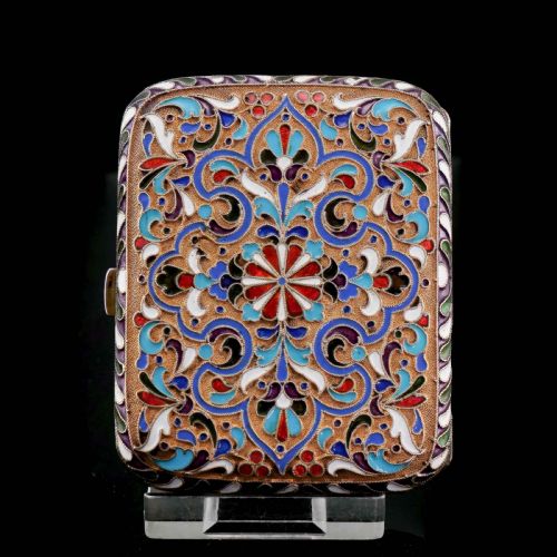 fig 2. Antique Imperial Russian Solid Silver Cloisonne Enamel Purse/Case - Zverev Nikolay Nikolayevich c.1900
