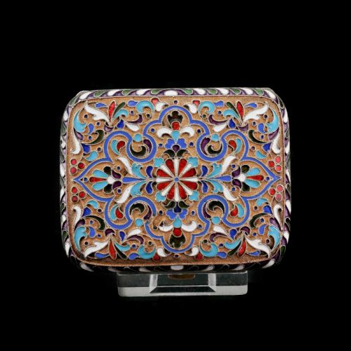fig 3. Antique Imperial Russian Solid Silver Cloisonne Enamel Purse/Case - Zverev Nikolay Nikolayevich c.1900