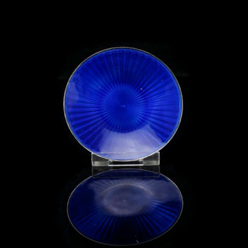 fig 1. Antique Solid Silver Blue Guilloche Enamel Pin Dish - Henry James Hulbert 1914
