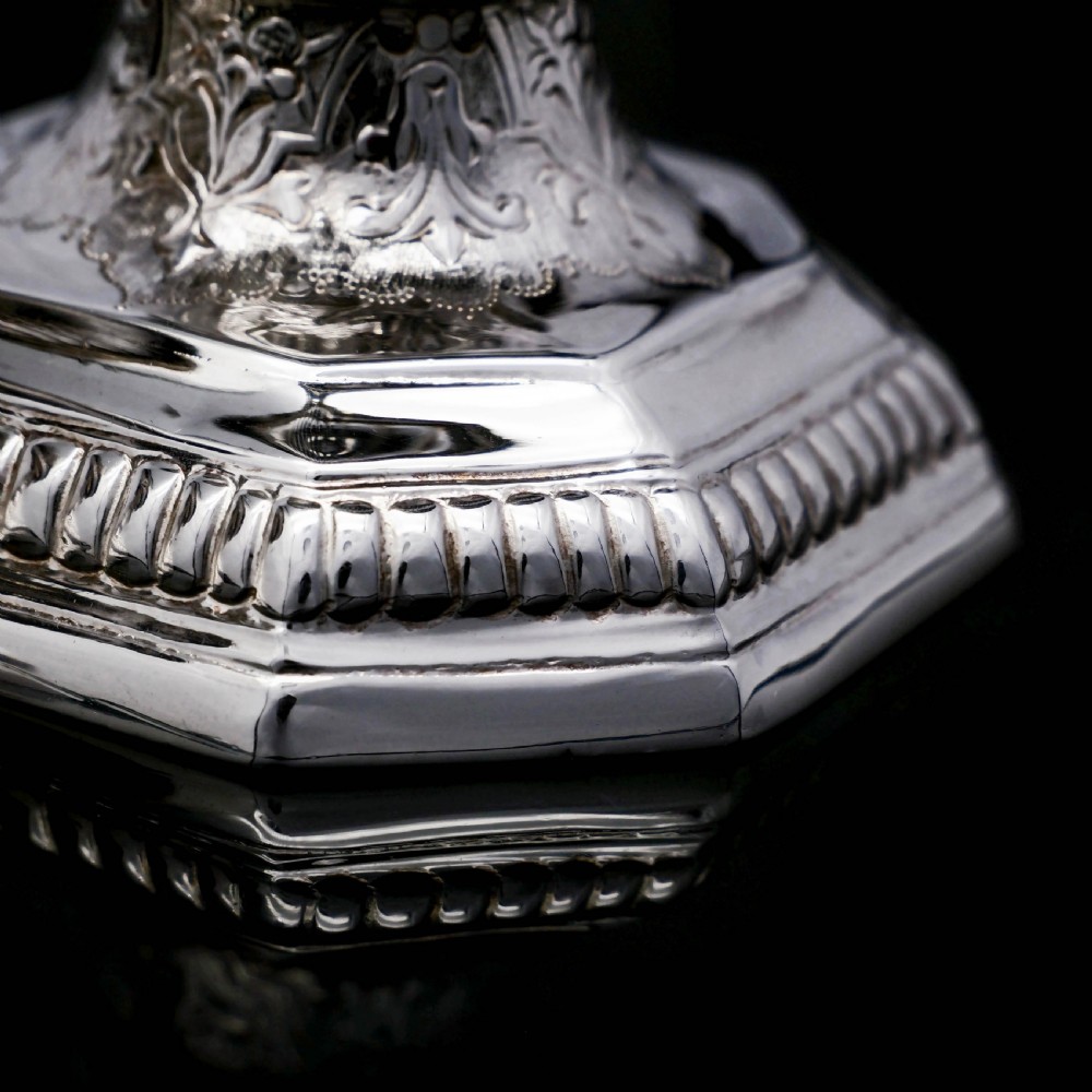 A Unique Antique Pair of Solid Silver Salt Cellars, Pedestal Design - Daniel & John Wellby 1886 View VIII