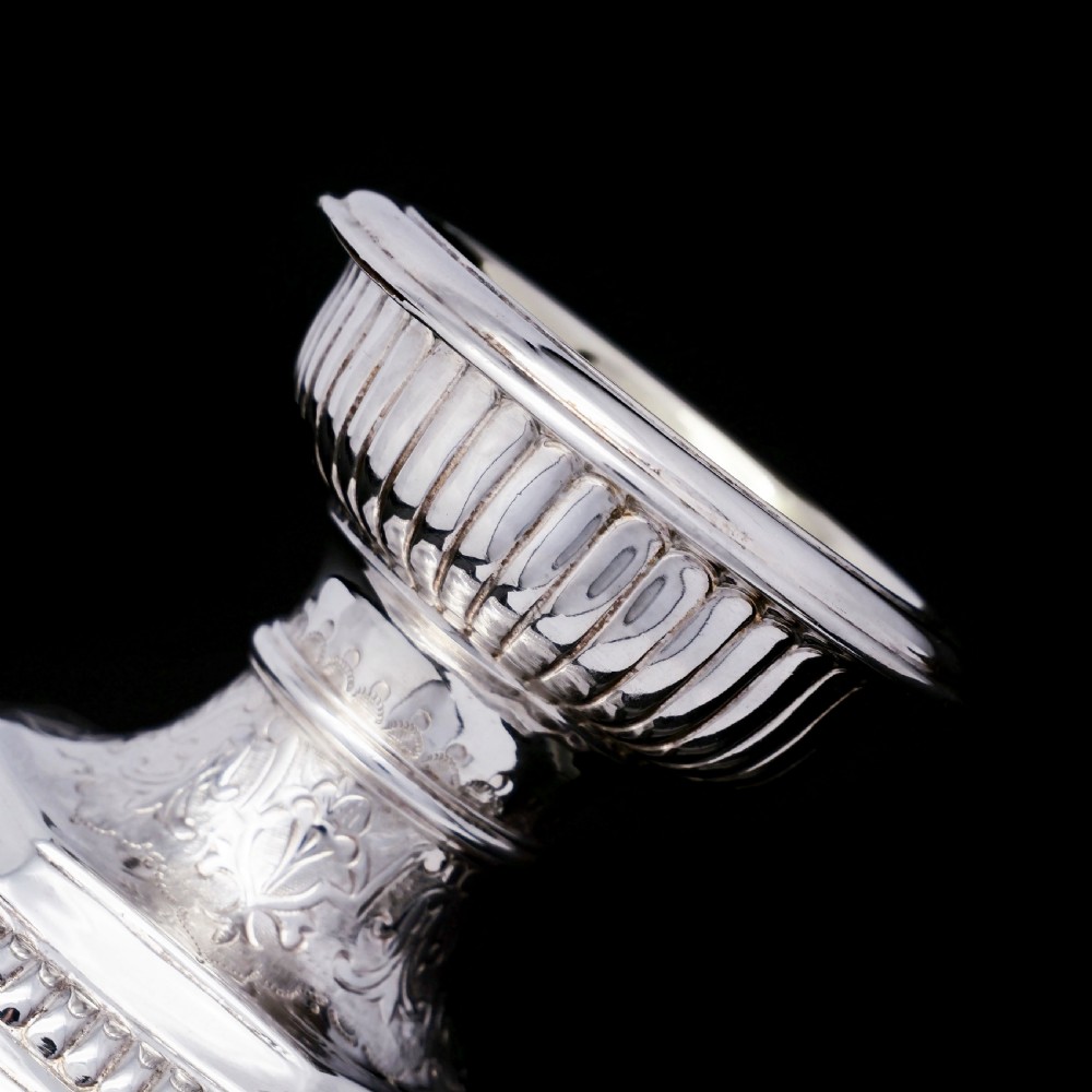 A Unique Antique Pair of Solid Silver Salt Cellars, Pedestal Design - Daniel & John Wellby 1886 View XVI