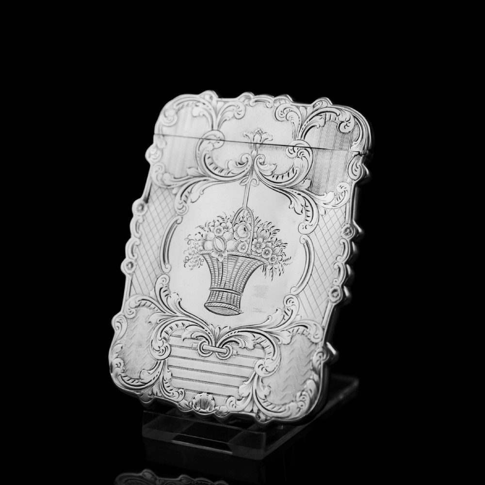 Antique Victorian Solid Silver Card Case with Floral Engravings - Taylor & Perry 1898 View III